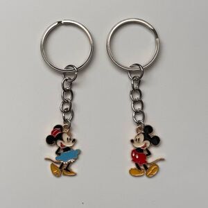 Mickey Mouse And Minnie Mouse Matching Keychain Set